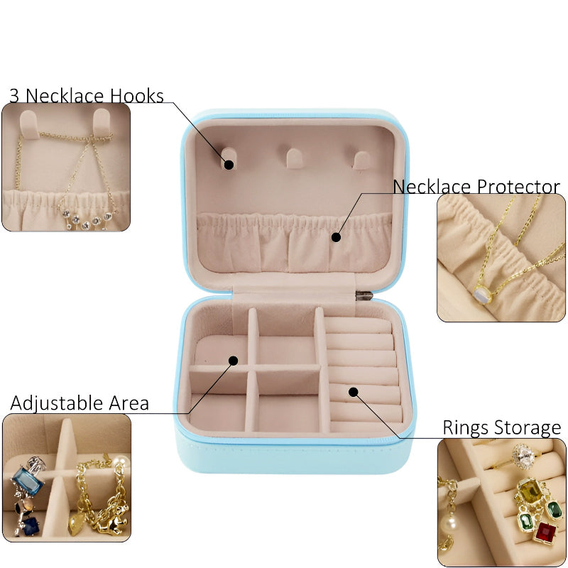 Mini Jewelry Organizer – Stylish and Portable Compact Storage Box for Rings, Earrings, and Necklaces