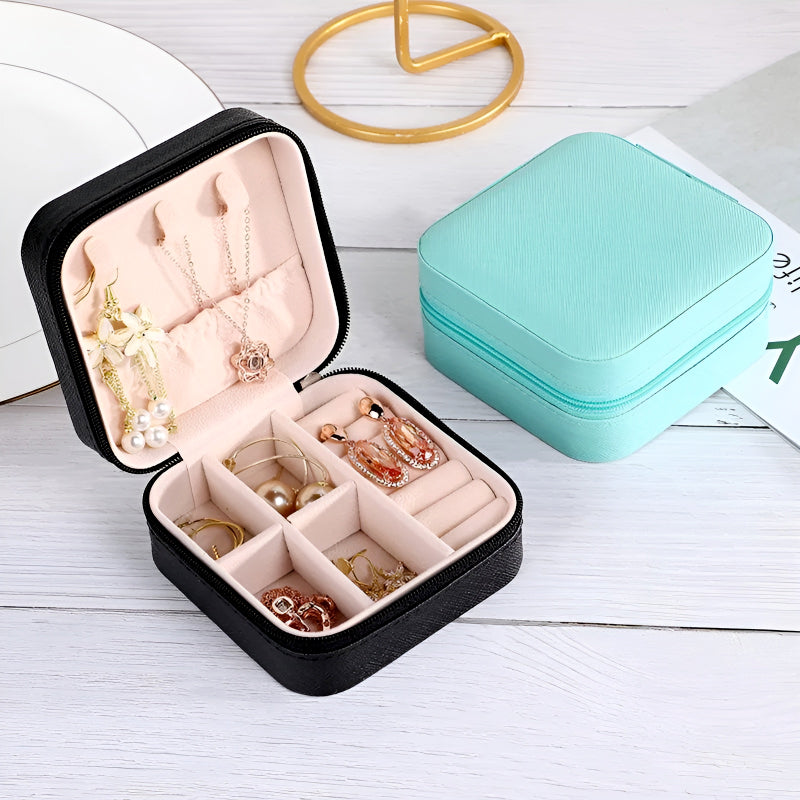 Mini Jewelry Organizer – Stylish and Portable Compact Storage Box for Rings, Earrings, and Necklaces