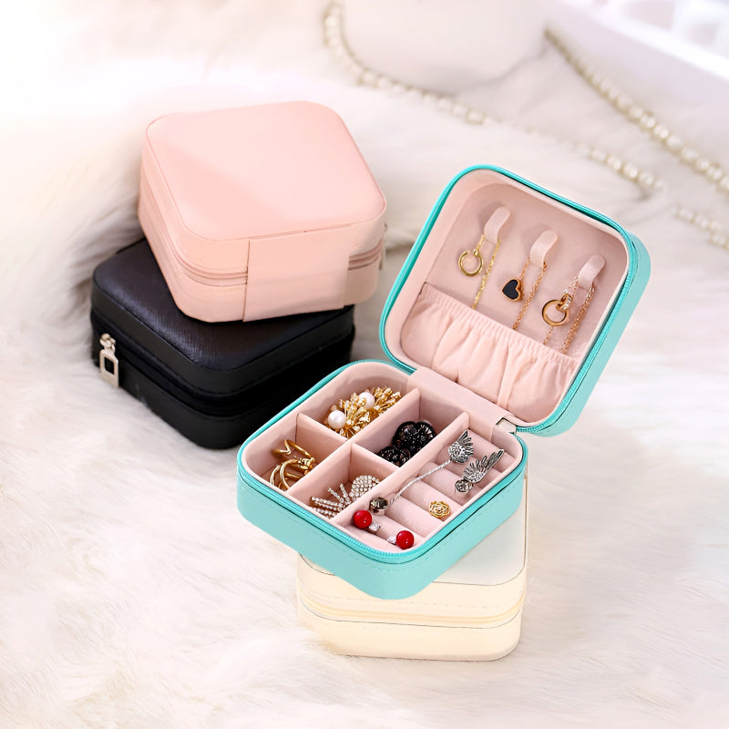 Mini Jewelry Organizer – Stylish and Portable Compact Storage Box for Rings, Earrings, and Necklaces