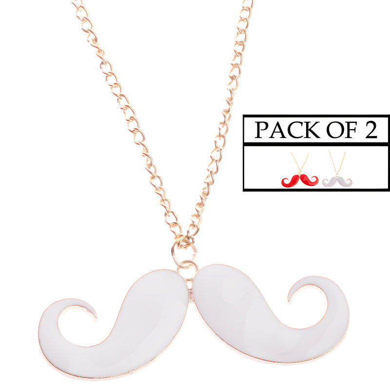 Chic Charm Set Of 2 Mustache Pendants With Golden Chains