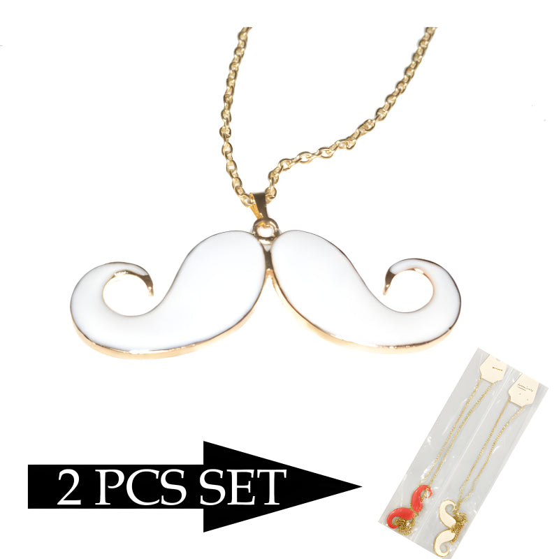 Chic Charm Set Of 2 Mustache Pendants With Golden Chains