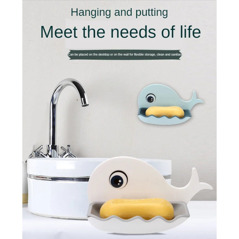 Pack Of 3 Fish-Shaped Double-Layer Adhesive Waterproof Soap Bar Holder