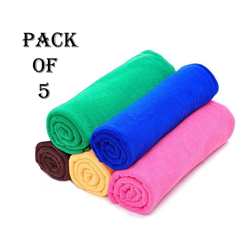 Pack Of 5 Pcs – Microfiber Bath Towels, Super Absorbent And Soft Care Towels