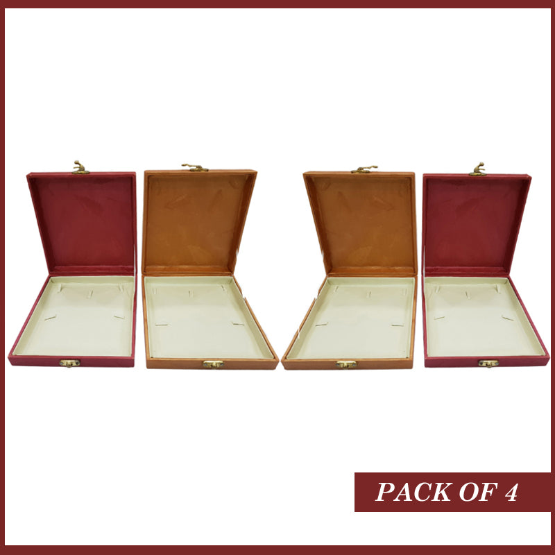 Pack Of 4 Jewelry Display Box Case Organizers With Flat Pads For Necklace Storage