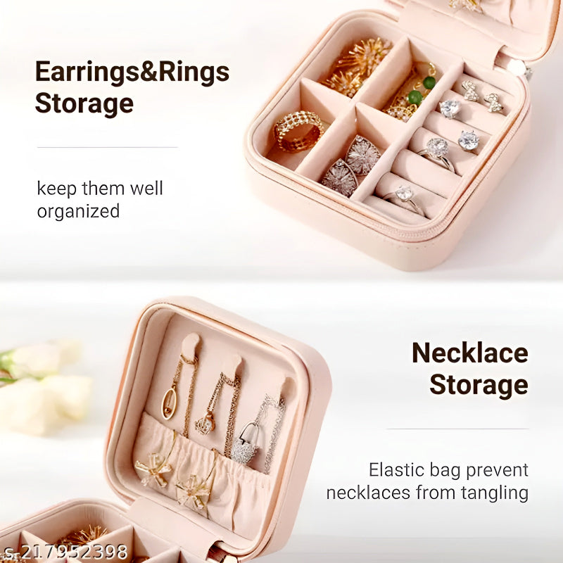 Mini Jewelry Organizer – Stylish and Portable Compact Storage Box for Rings, Earrings, and Necklaces