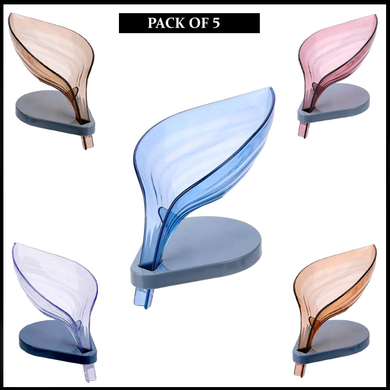 Pack Of 5 Leaf-Shaped Non-Slip Bathroom Soap Holders Creative Kitchen Soap