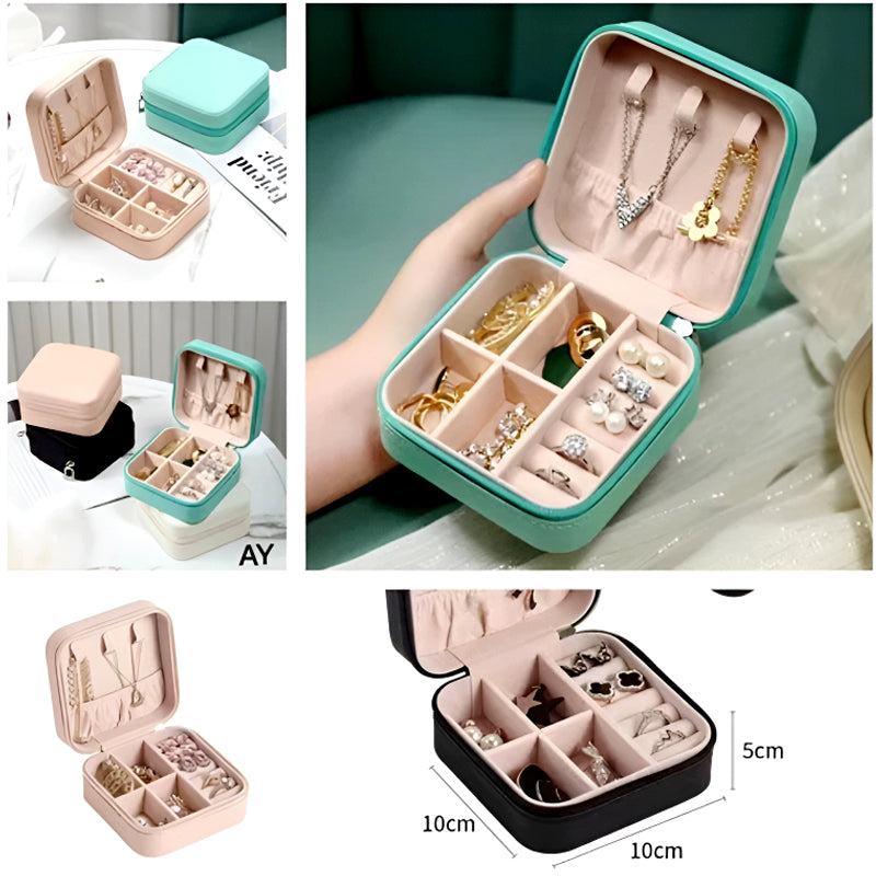 Mini Jewelry Organizer – Stylish and Portable Compact Storage Box for Rings, Earrings, and Necklaces