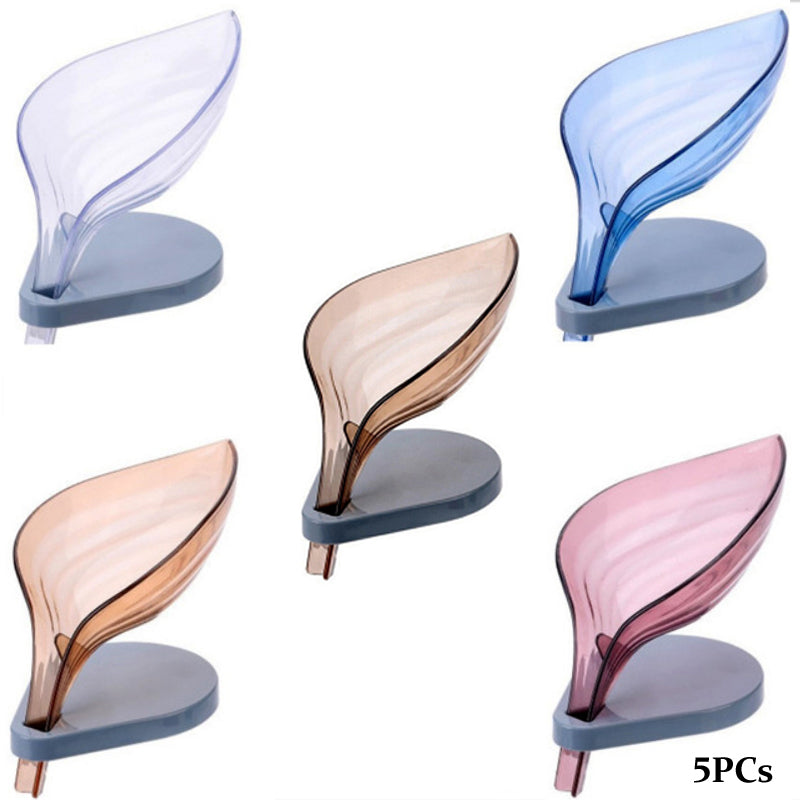 Pack Of 5 Leaf-Shaped Non-Slip Bathroom Soap Holders Creative Kitchen Soap